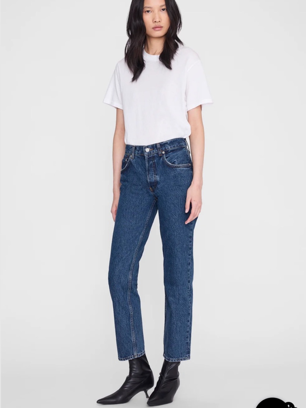 Anine Bing Kate Jean Mid Rise Straight Ankle Denim Jeans